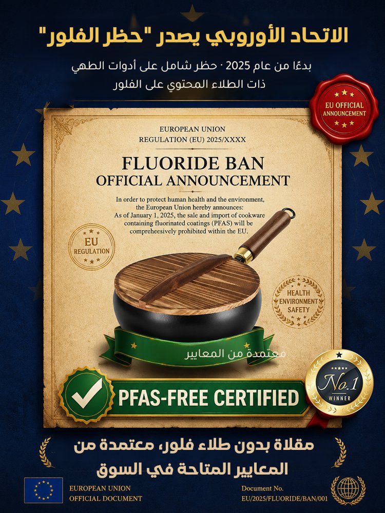 مقلاة عميقة مانعة للالتصاق بدون طلاء 
