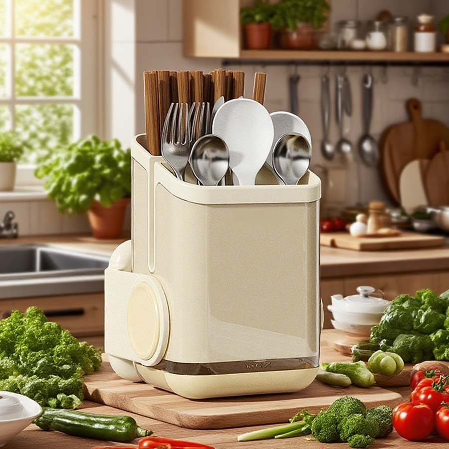 주방 펀치 없는 벽걸이 젓가락 수납함