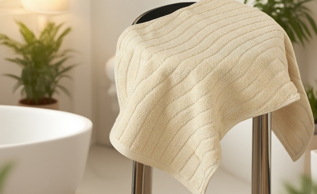 浴室內純色成人浴巾擺設