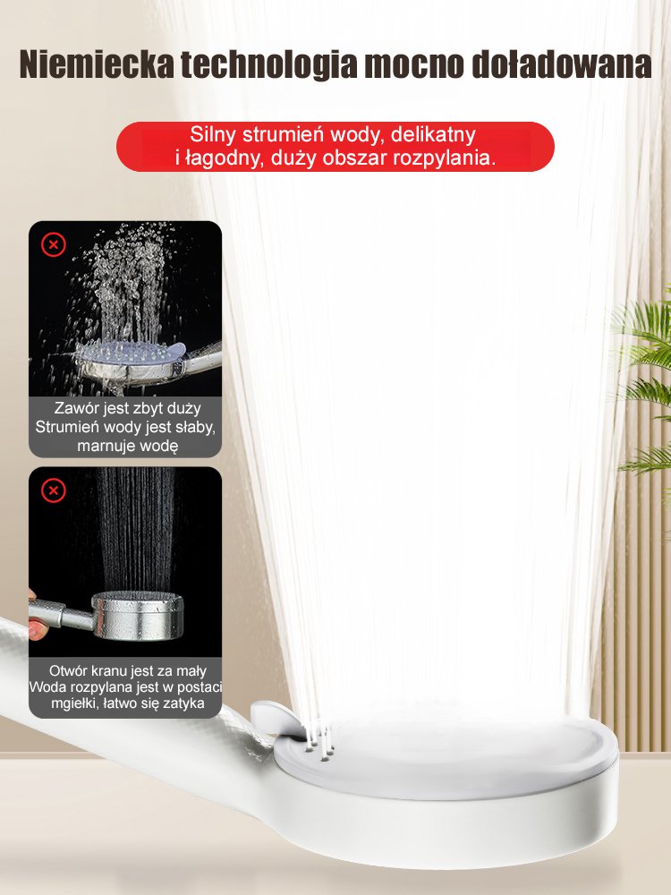 Mocna słuchawka prysznicowa z funkcją zwiększania ciśnienia