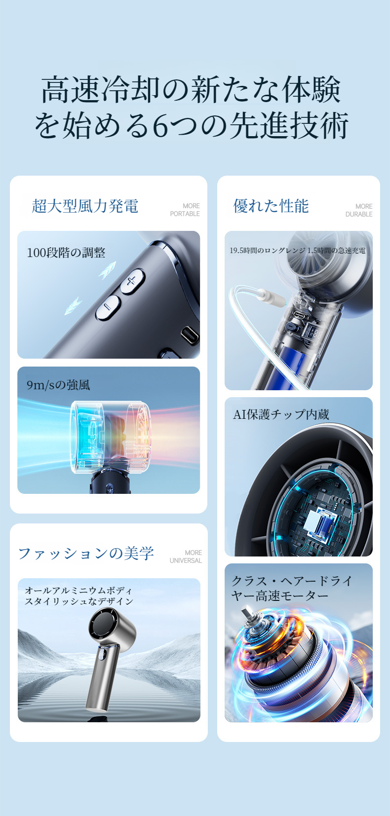 ハンドヘルドミニファンを手に持つ様子