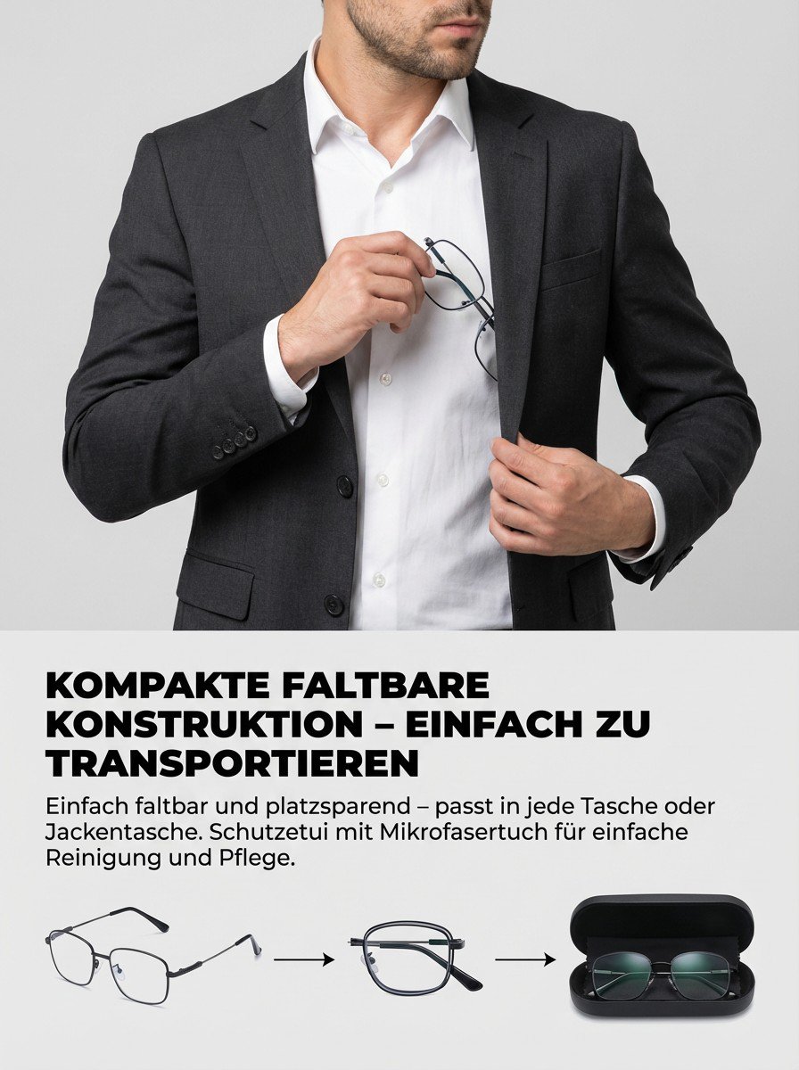 Elegante Mehrfokus-Gleitsichtbrille für Senioren aus Titan