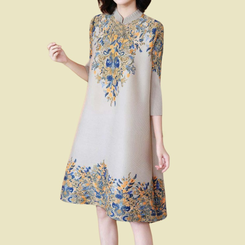 Retro style loose printed dress