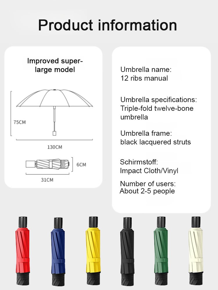  Automatic Black Coating Umbrella 