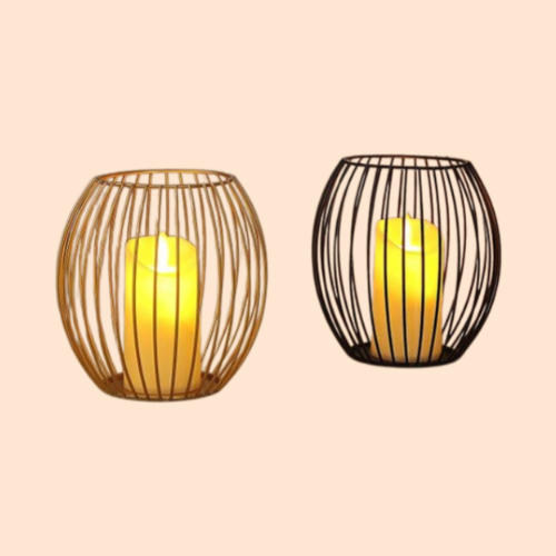 검은색 철제 촛대 장식품