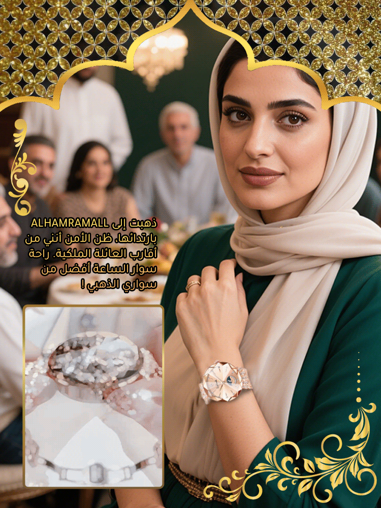 ساعة مرصعة بالقمر والنجوم مع سوار فولاذي عصري للنساء