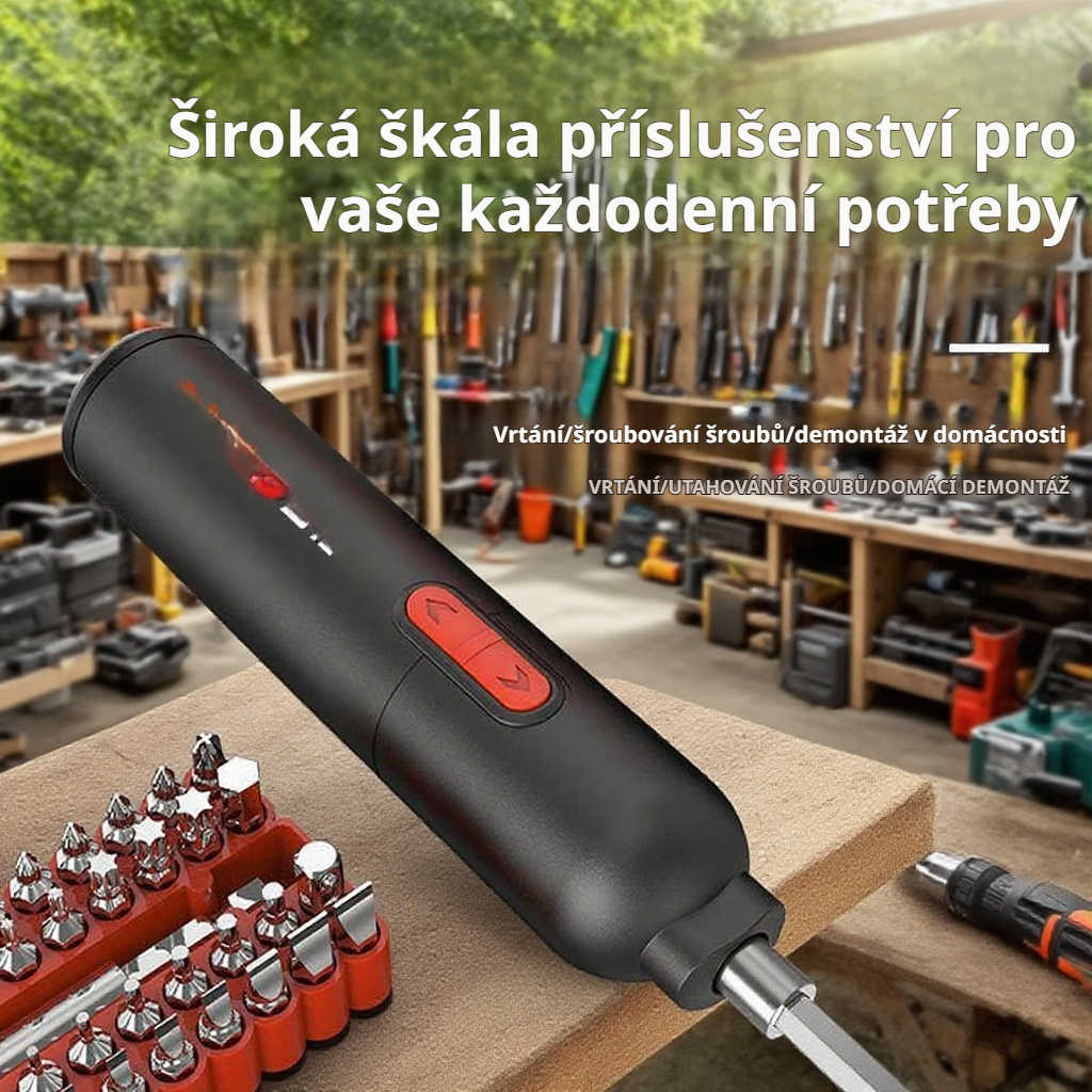 Mini elektrický šroubovák s dobíjecí baterií, domácí elektrická vrtačka