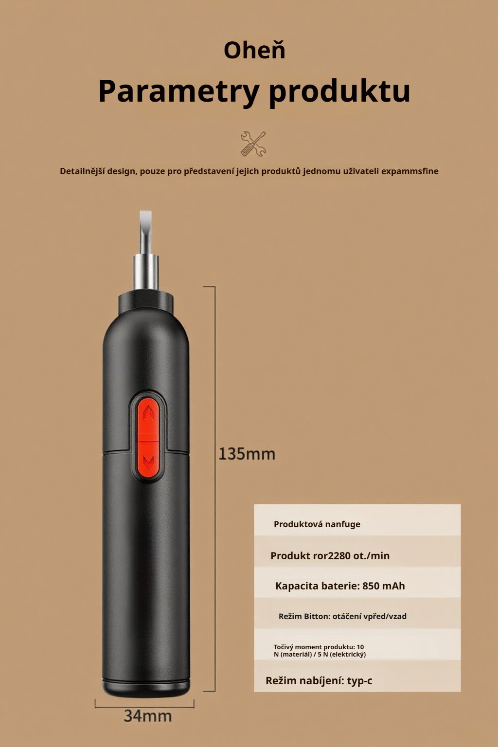 Přenosný elektrický šroubovák s baterií