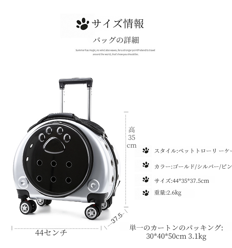 ショルダー付き小型スペースカプセルデザインのペットバッグ