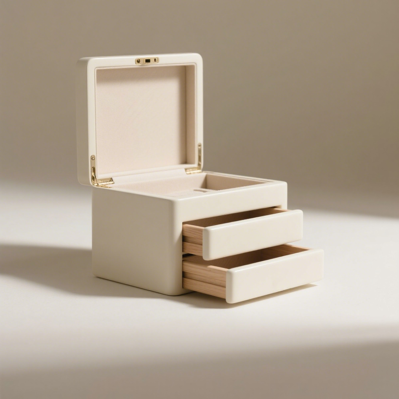 Kompaktní dřevěná šperkovnice se 3 vrstvami