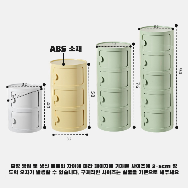 가정용 소형 수납장 침실 침대 머리맡 캐릭터 원형 플라스틱 수납장