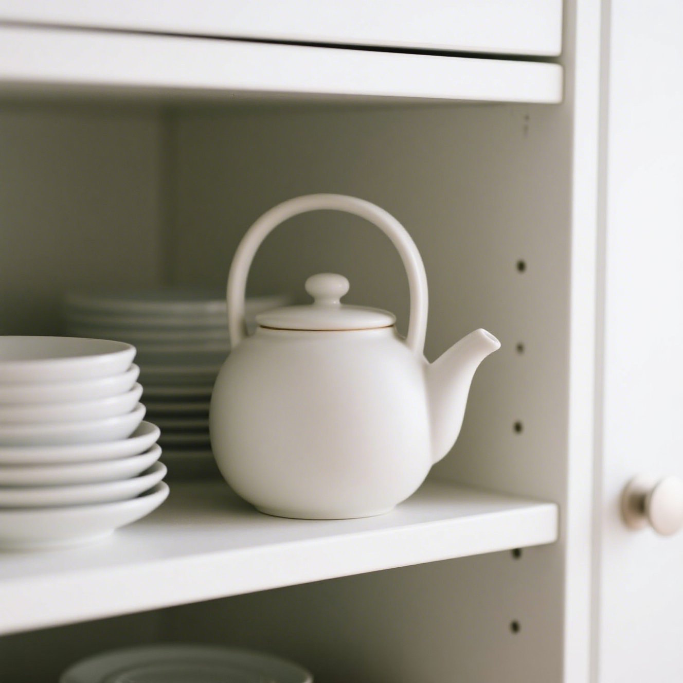 極簡白色陶瓷茶壺