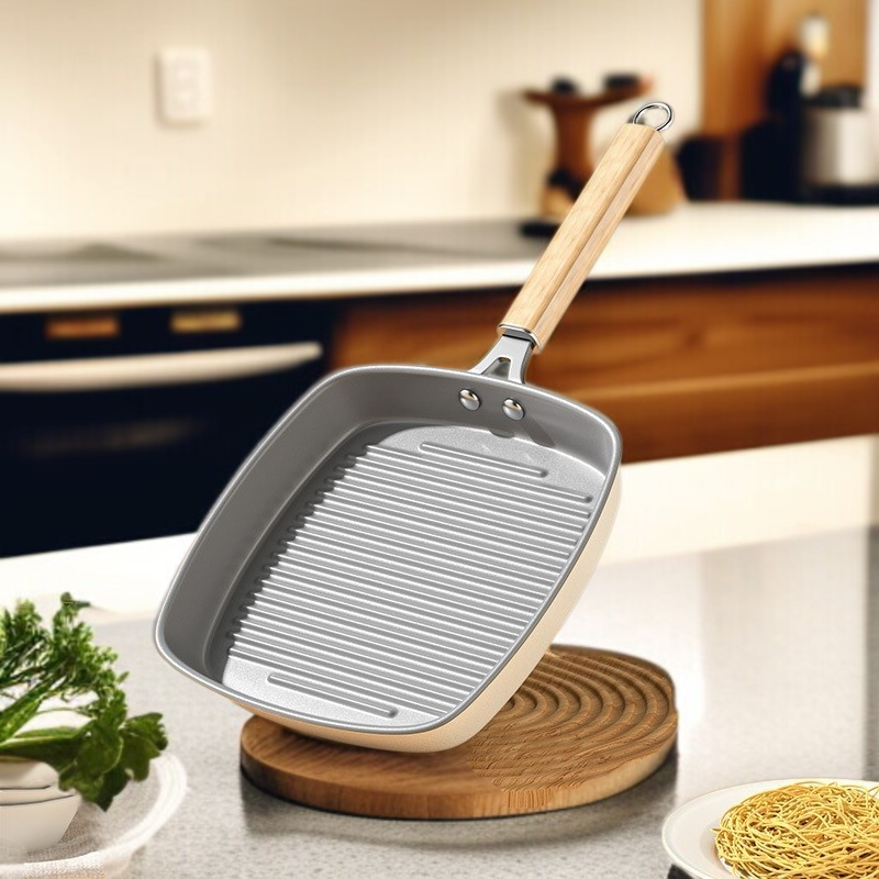 세라믹 유약 무코팅 가정용 인덕션 전용 프라이팬 세라믹 유약 스트라이프 프라이팬 소갈비 프라이팬 스테이크 프라이팬