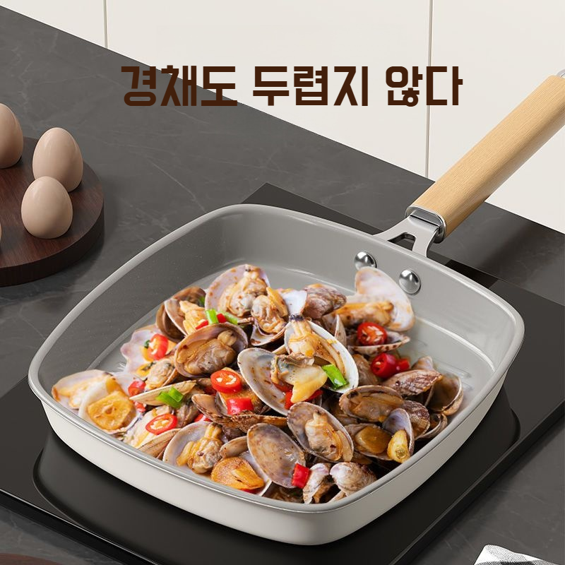 세라믹 유약 무코팅 가정용 인덕션 전용 프라이팬 세라믹 유약 스트라이프 프라이팬 소갈비 프라이팬 스테이크 프라이팬