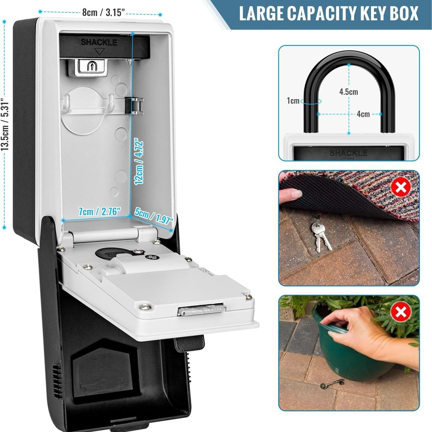 Caja de llaves con luz LED JMY, con visión nocturna, resistente al agua, con contraseña, para colgar