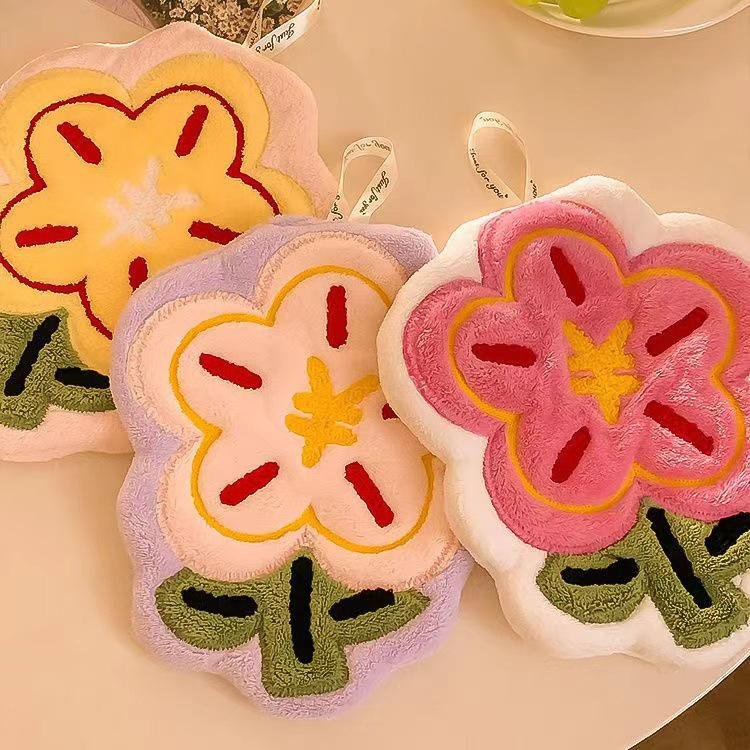 Hangable soft towel with cute design for home use