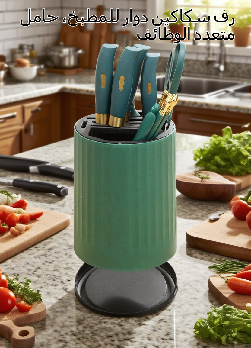 حامل تخزين السكاكين في المطبخ مع دوران 360 درجة