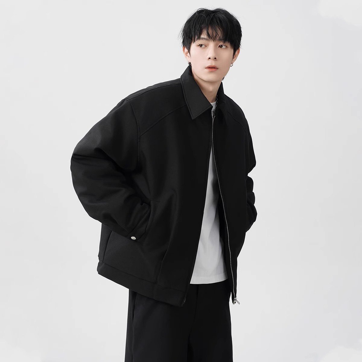 アメリカンスタイルのラペルジャケット メンズ 春用 ゆったりシルエット テクスチャー クリーンフィット カジュアルスーツ シャツジャケット