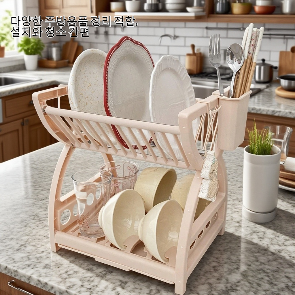 주방 다기능 이중 그릇 수납 아스팔트 선반