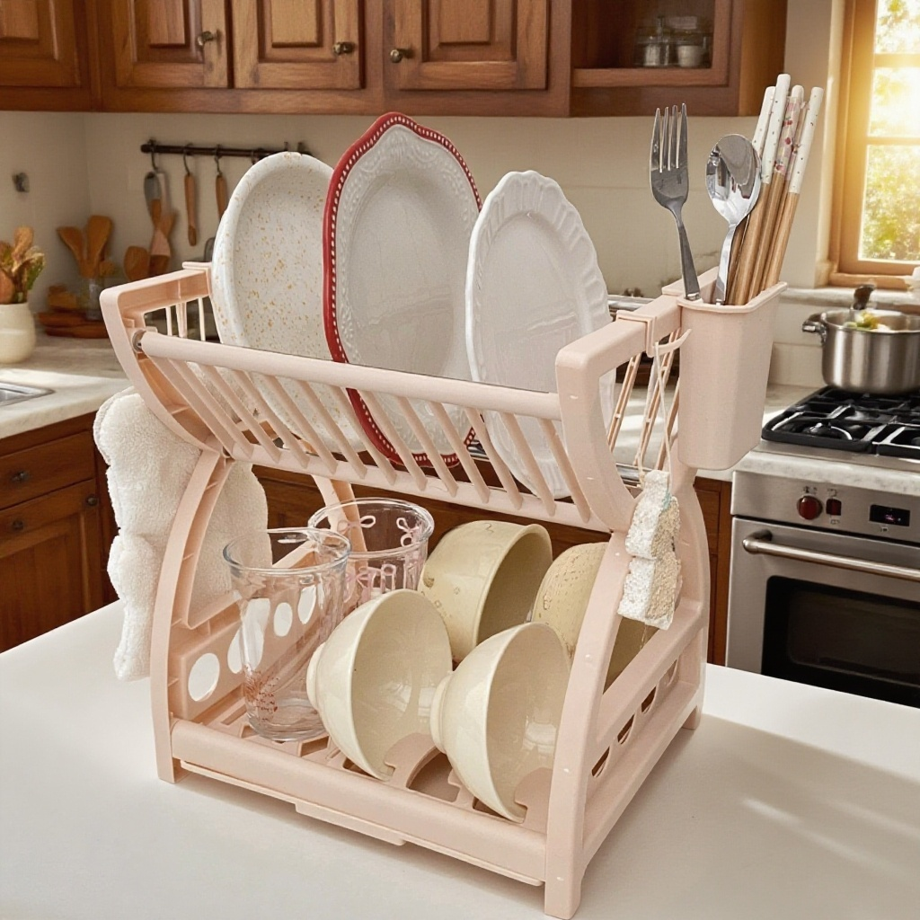 깔끔하게 그릇을 정리하는 주방 선반