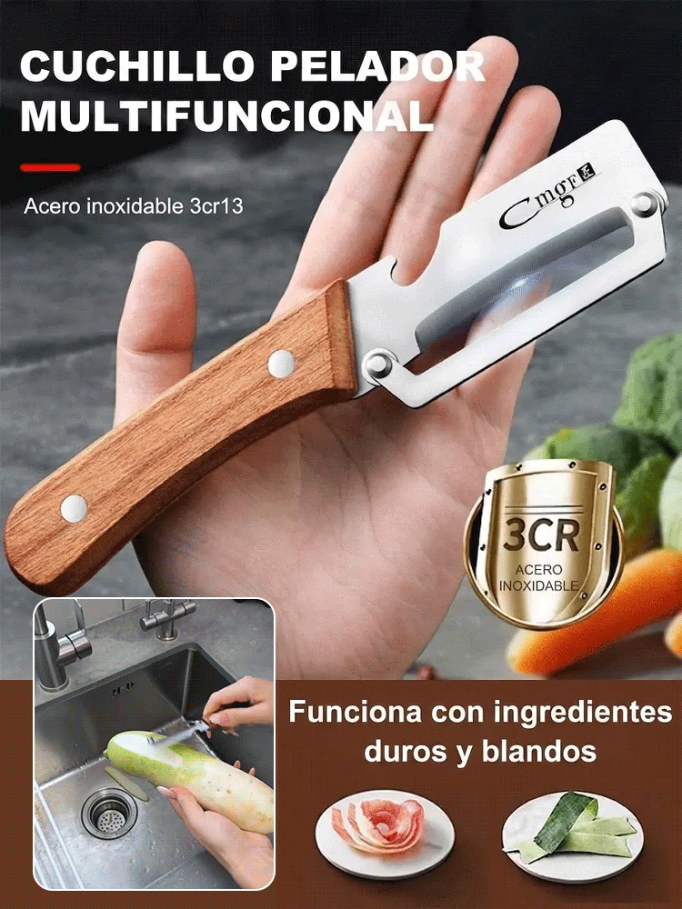 Pelador multifuncional de acero inoxidable grande