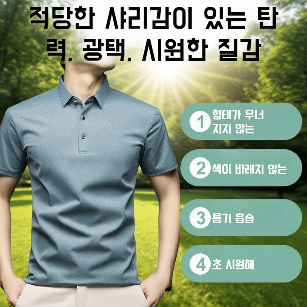 중장년 시원한 스킨 터틀넥 반팔