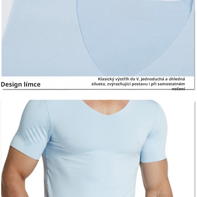  Pánské bezešvé přiléhavé tričko z ledového hedvábí