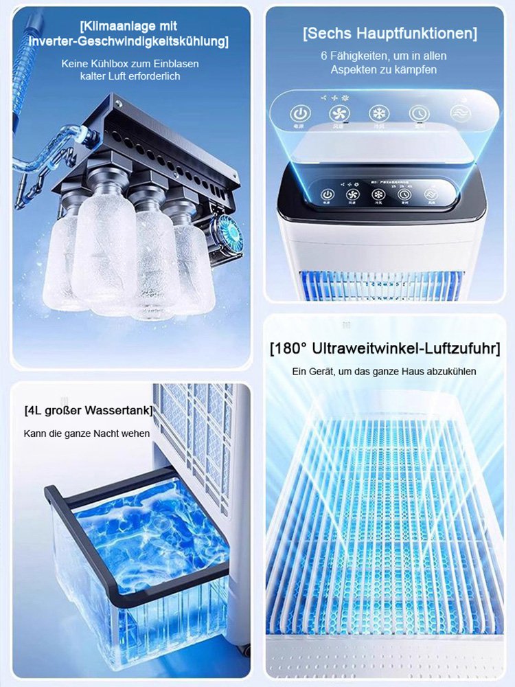 【Sommer Must-Have】Bodenstehende Klimaanlage mit großem Luftdurchsatz und breitem Winkel
