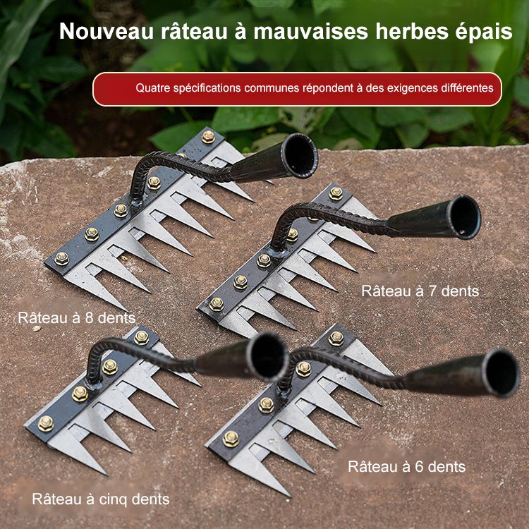 Râteau de désherbage agricole amovible en acier au manganèse