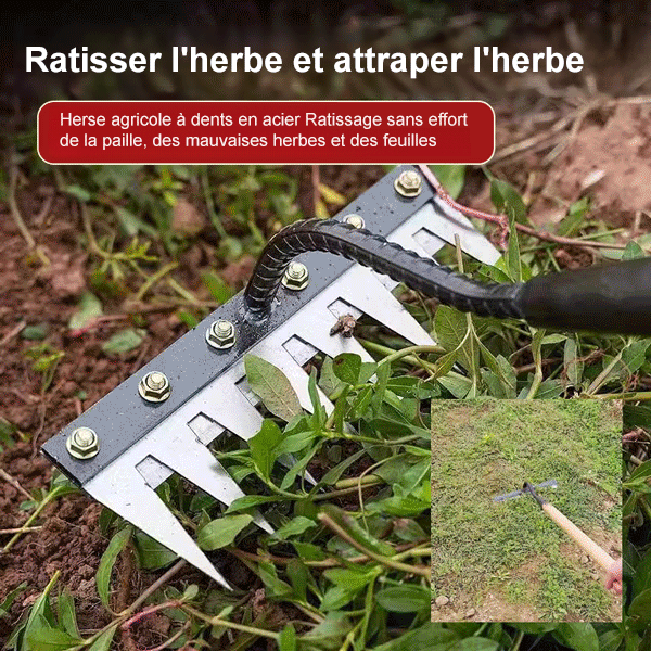 Râteau de désherbage agricole amovible en acier au manganèse