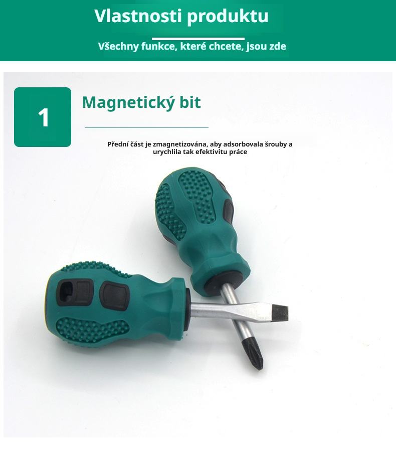 Šroubovák s krátkou rukojetí, snadno rozebíratelný, velmi odolný a přesný