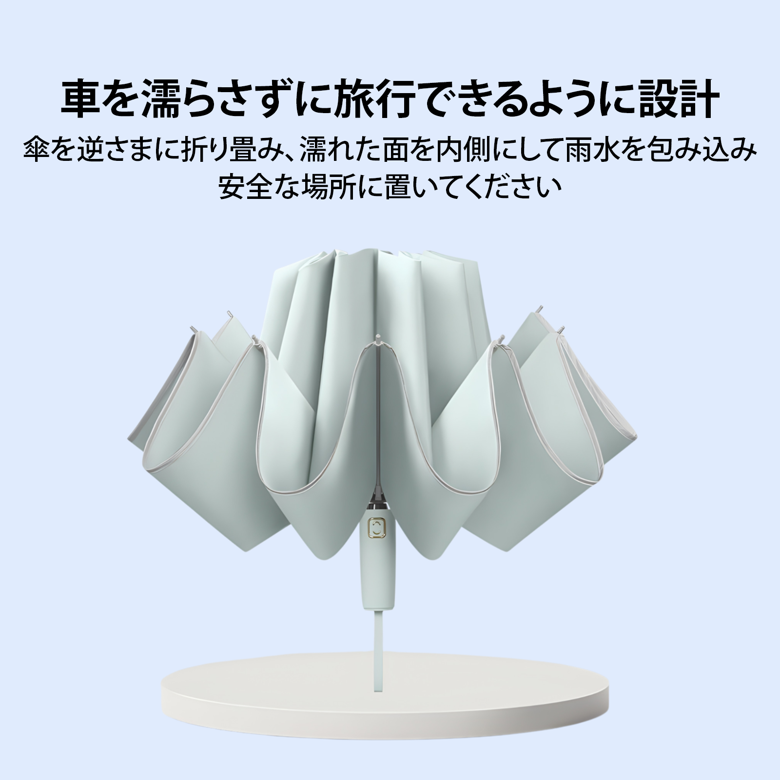 10本骨三つ折り自動逆開き傘