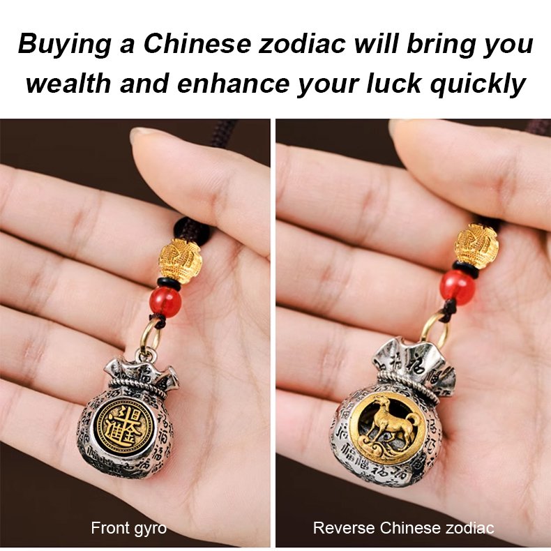 【Twelve Zodiac God of Wealth Bag】Daily Prosperity and Fortune-Filled Money Bag Pendant