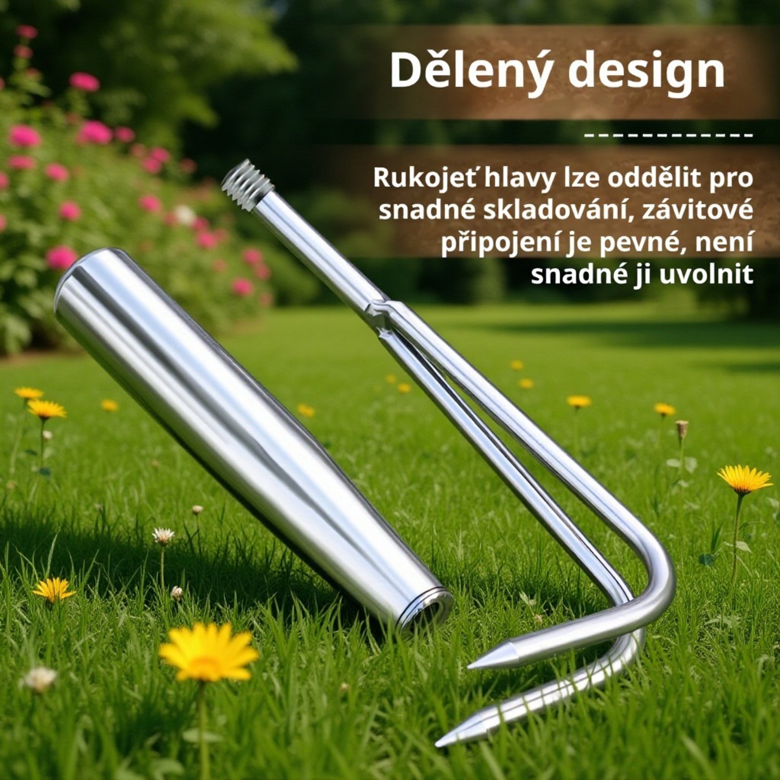 Vícehroté zahradní hrábě z nerezové oceli s pevnou rukojetí, malý ruční nástroj na zahradu i k moři