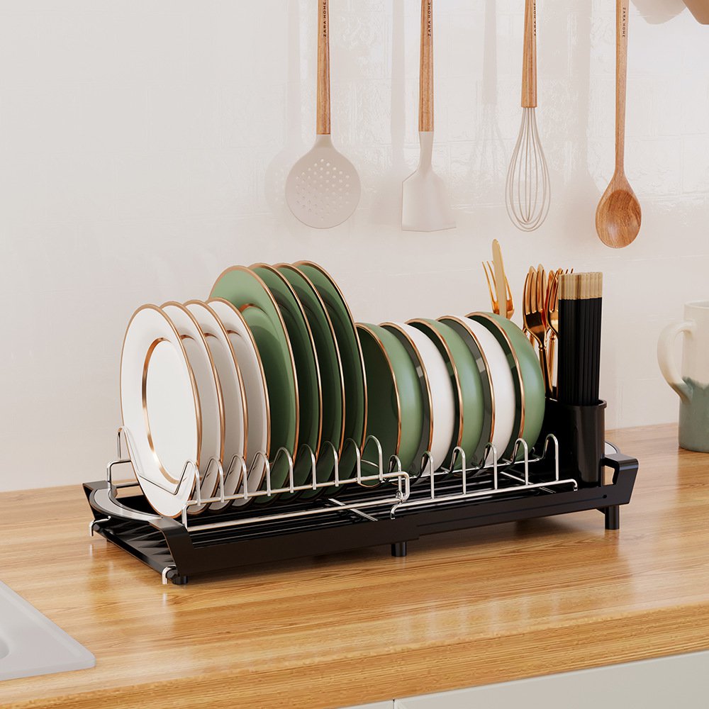 引き出し式水切り付き多機能食器ラック