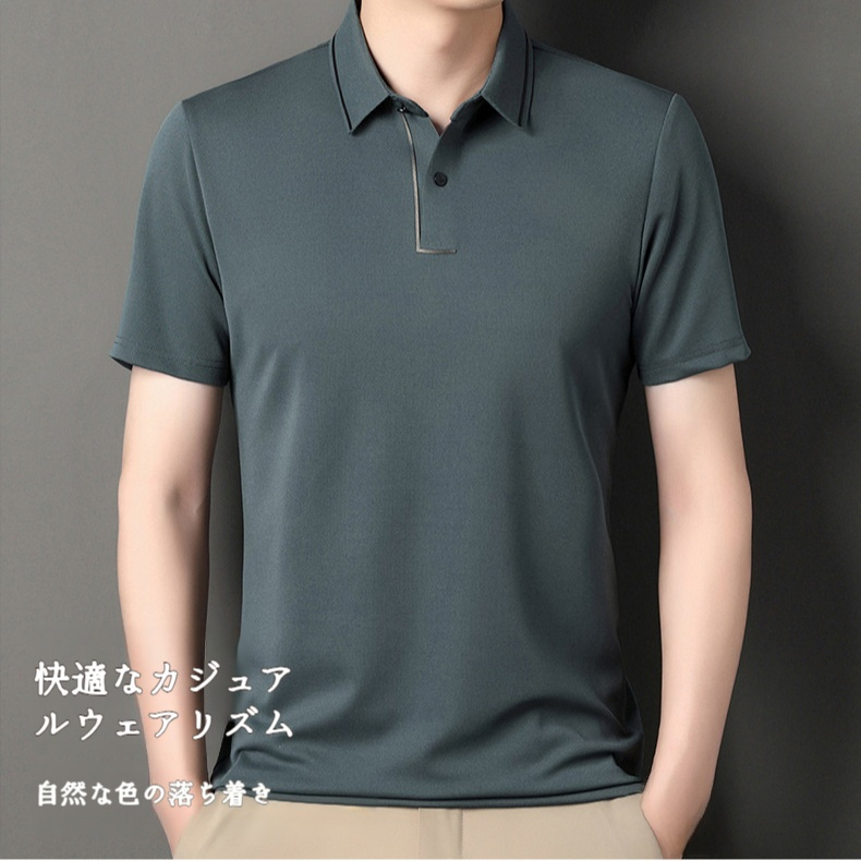 メンズパパ半袖Tシャツ ラペル メンズ 夏 ハーフスリーブ トップス カジュアル・ビジネス半袖Tシャツ