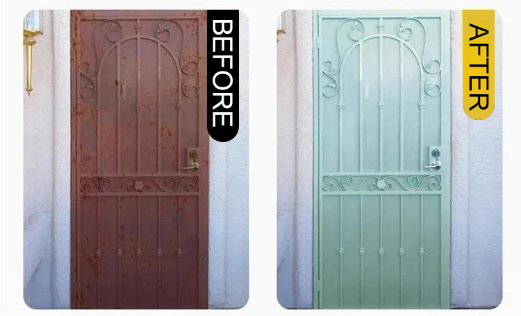 Detailní pohled na odstraněnou rez z kovu