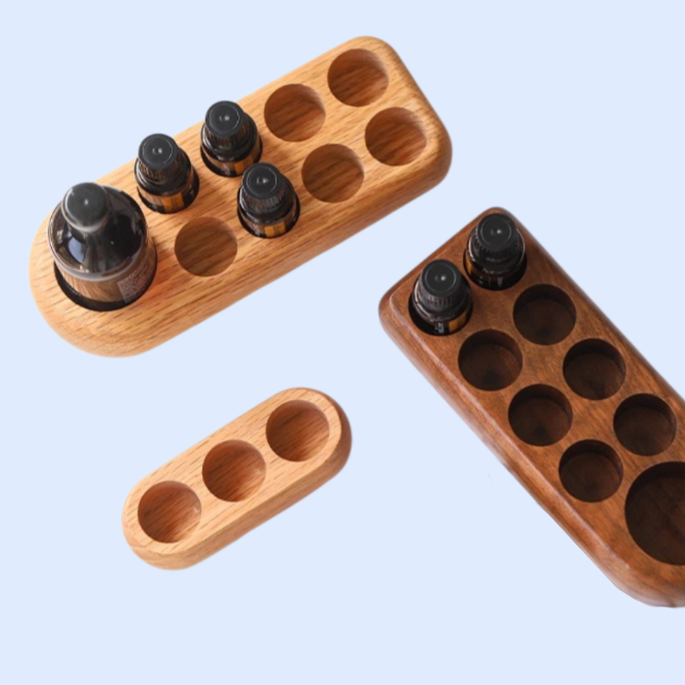 3穴 9穴 レッドオーク 口紅 エッセンシャルオイル 収納ボックス 無垢材フレーム 美容サロン アロマセラピスト エッセンシャルオイルボトル デスクトップディスプレイスタンド