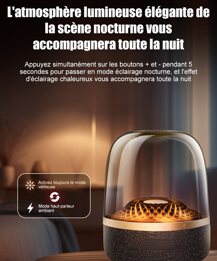 Nouvelle enceinte Bluetooth avec éclairage coloré en verre émaillé.