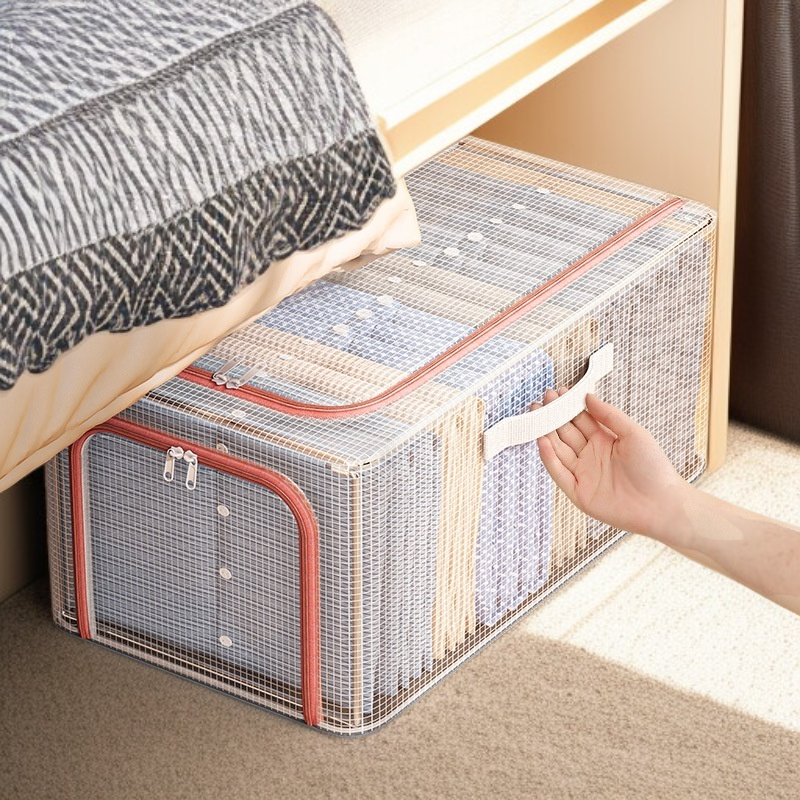 Nueva caja de almacenamiento de ropa de malla de PVC transparente, caja de almacenamiento de ropa pa