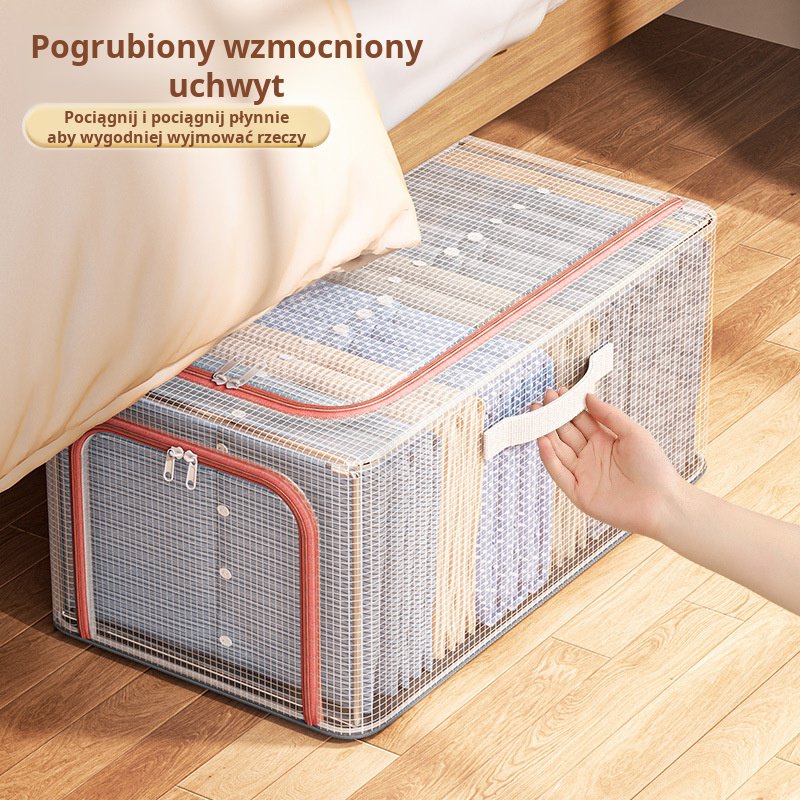 Nowy przezroczysty pojemnik na ubrania z siatki PCV, schowek na ubrania w akademiku, pogrubiony, poj