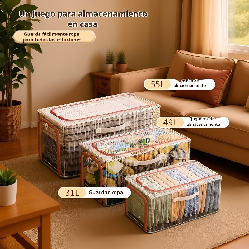  Caja de almacenamiento de ropa de PVC transparente, gran capacidad y material reforzado