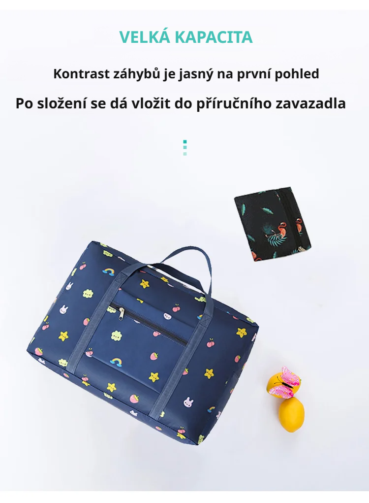 Praktická skládací taška složená do malého balíčku