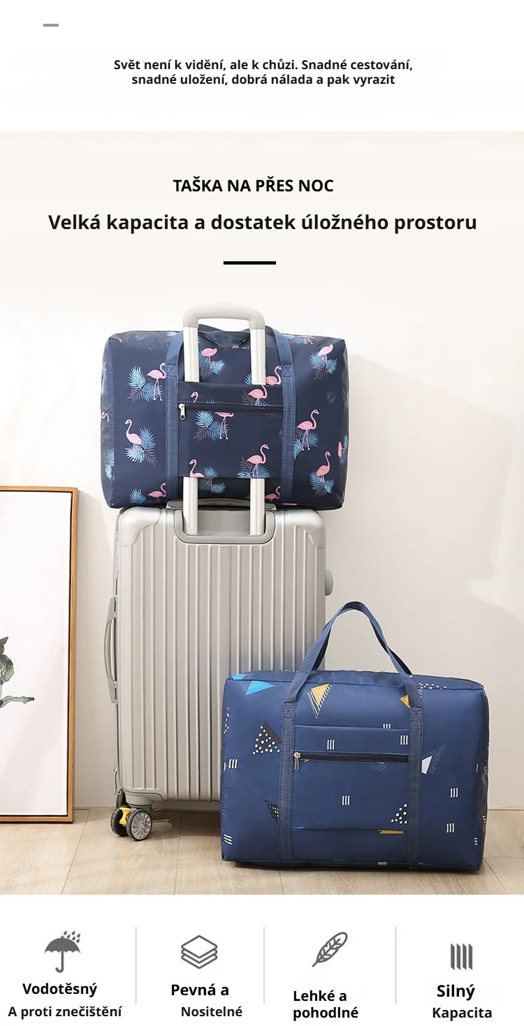 Vodotěsná skládací cestovní taška v modré barvě