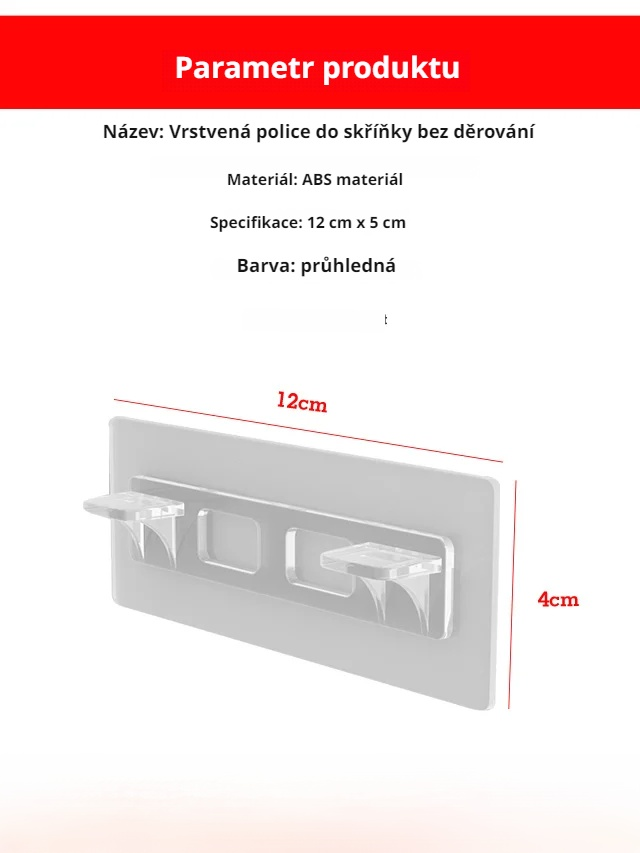  Bezvrtací patrová police do skříně