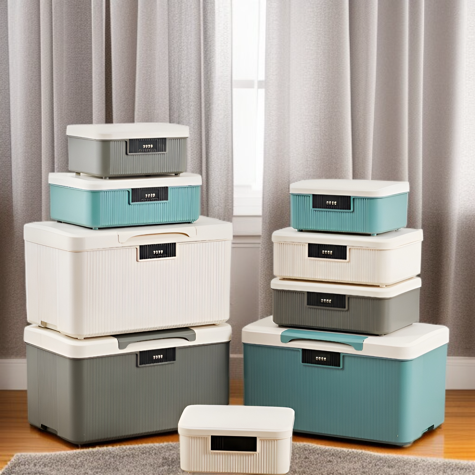 金庫 家庭用 小型 ダイヤル式 コンビネーションロック 収納ボックス 大容量2段式 9L 16L 38L ミニ金庫 プラスチック製 貯金箱 キャッシュ・重要書類・銀行カード 貴重品入れ