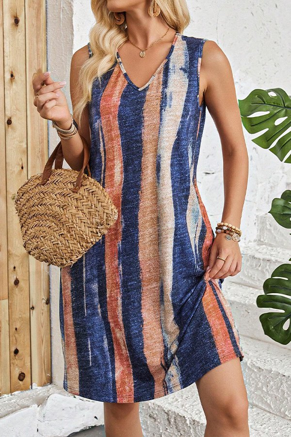 Color-blocked Sleeveless Dress for Summer