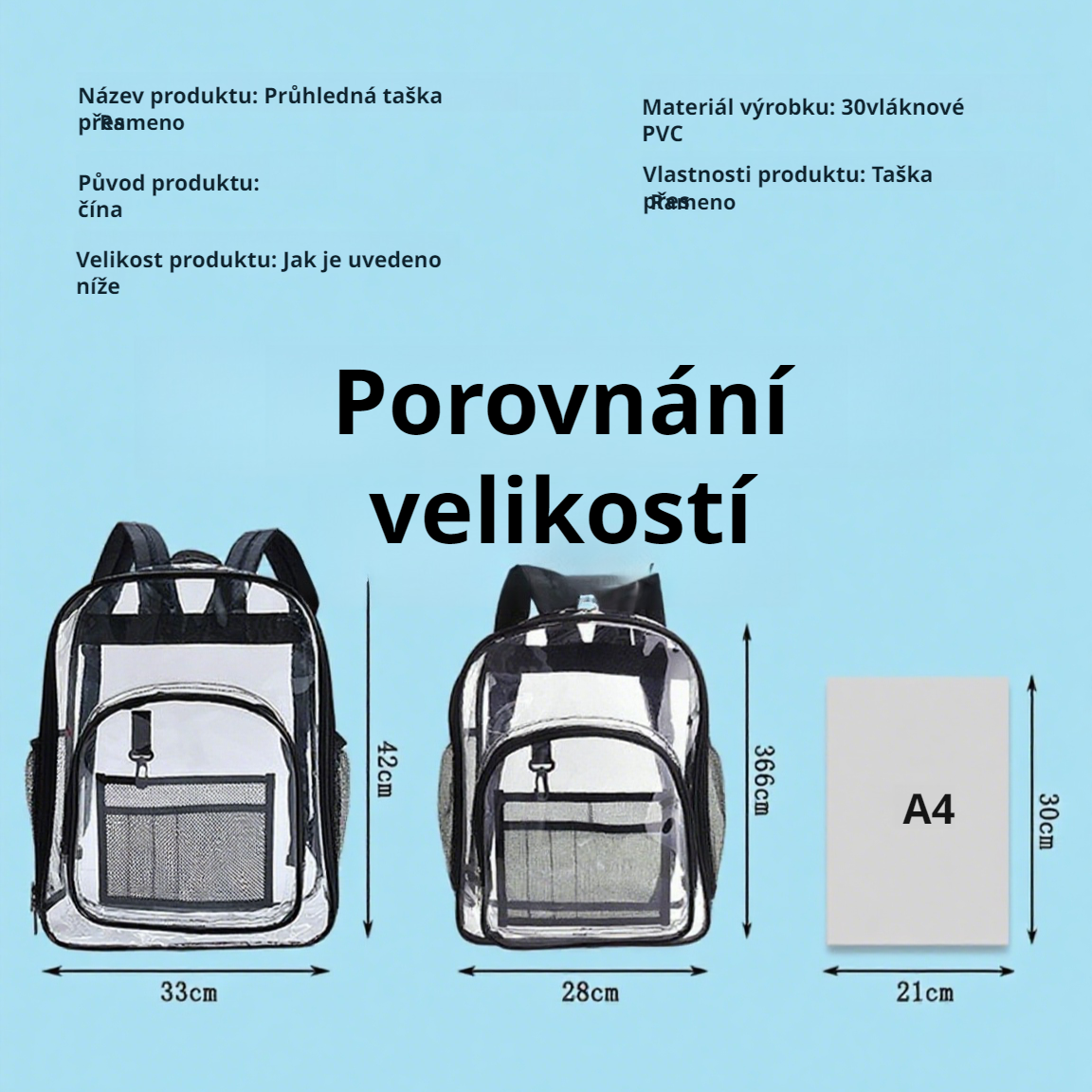  Velkokapacitní průhledný vodotěsný batoh z ekologického PVC