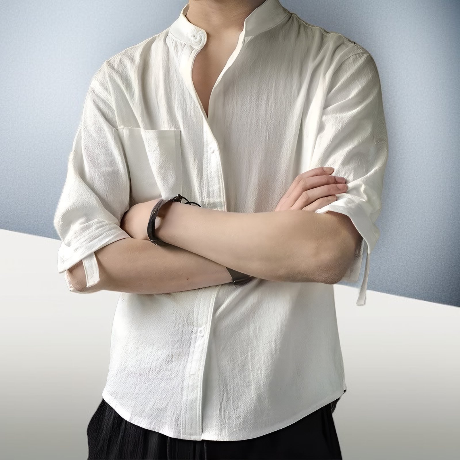 日本のシャツ レトロ 無地 リネンシャツ シンプルシャツ メンズ 万能 ゆったりシャツ カジュアル アメリカンシャツ 春新作シャツ