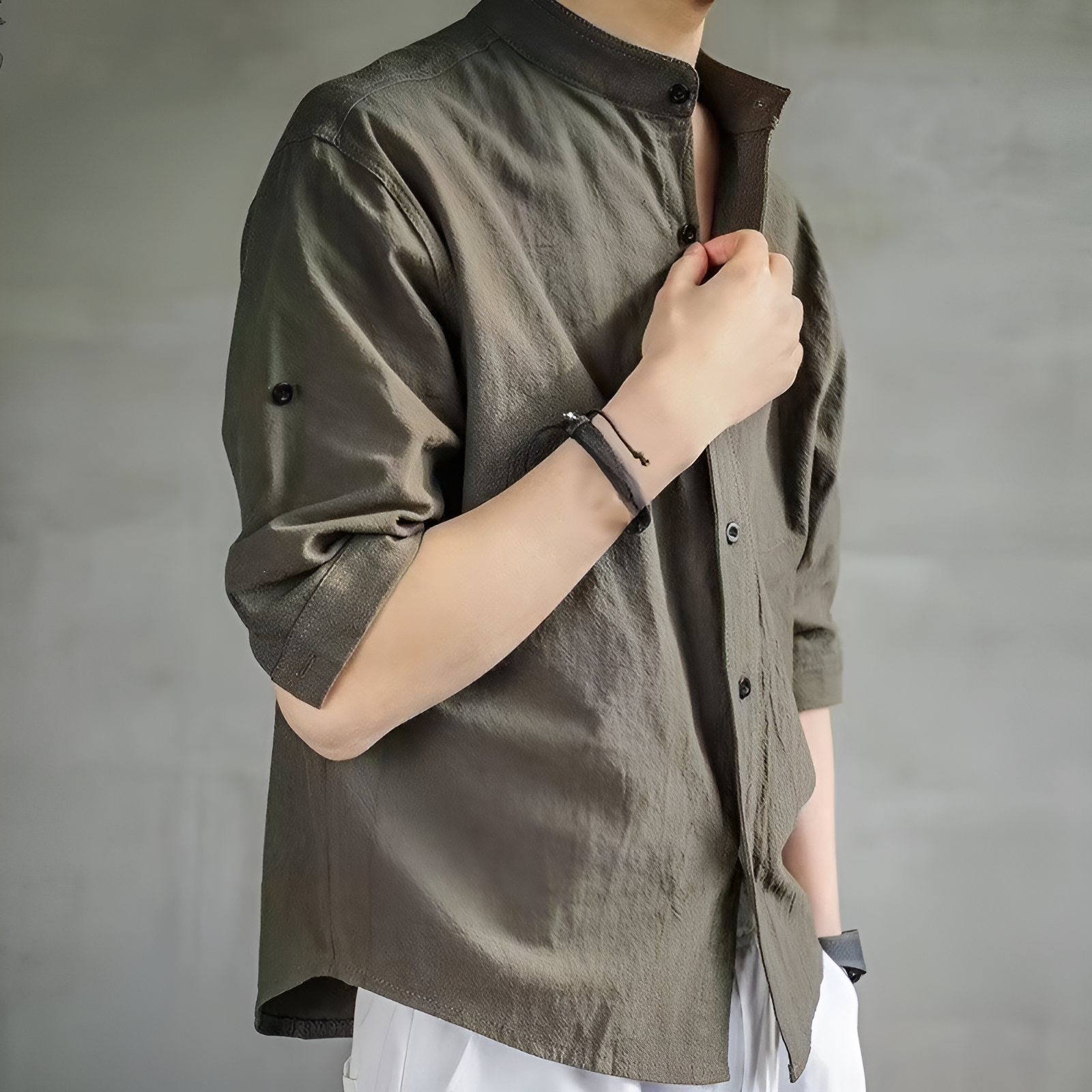 日本のシャツ レトロ 無地 リネンシャツ シンプルシャツ メンズ 万能 ゆったりシャツ カジュアル アメリカンシャツ 春新作シャツ